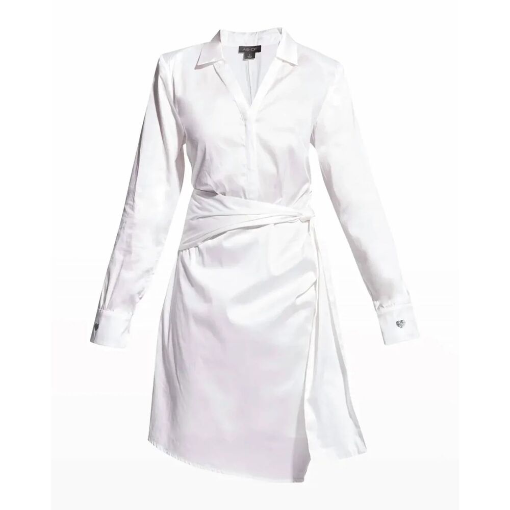 NWT AS by DF Heart On My Sleeve White Wrap Shirt Dress Size L